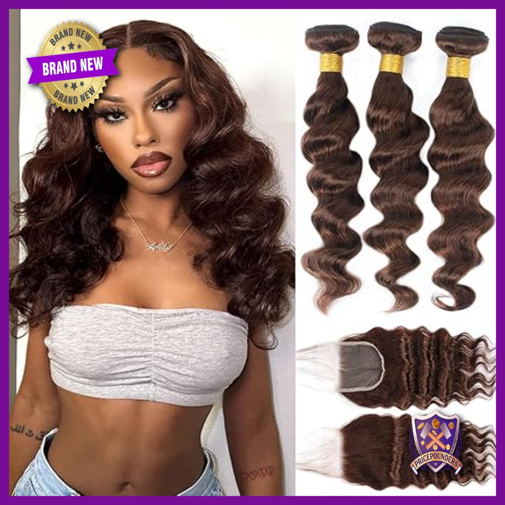 Brazilian Virgin Hair Bundles With Closure, Loose Wave, 3 Bundles